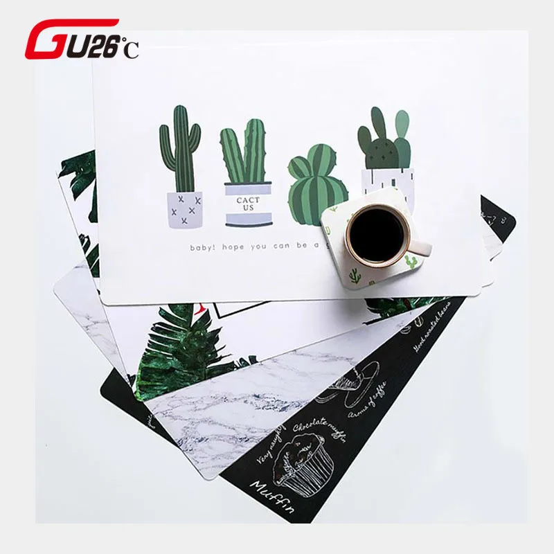 

Waterproof Heat Insulation Oil Pads Flamingos Rectangle Placemat PP Dining Table Fashion Disc Bowl Pad Coasters Table Pad