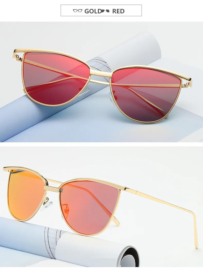 Брендовые дизайнерские красные солнцезащитные очки кошачий глаз, Женские винтажные затемненные цветные линзы, женские желтые солнцезащитные очки, uv400