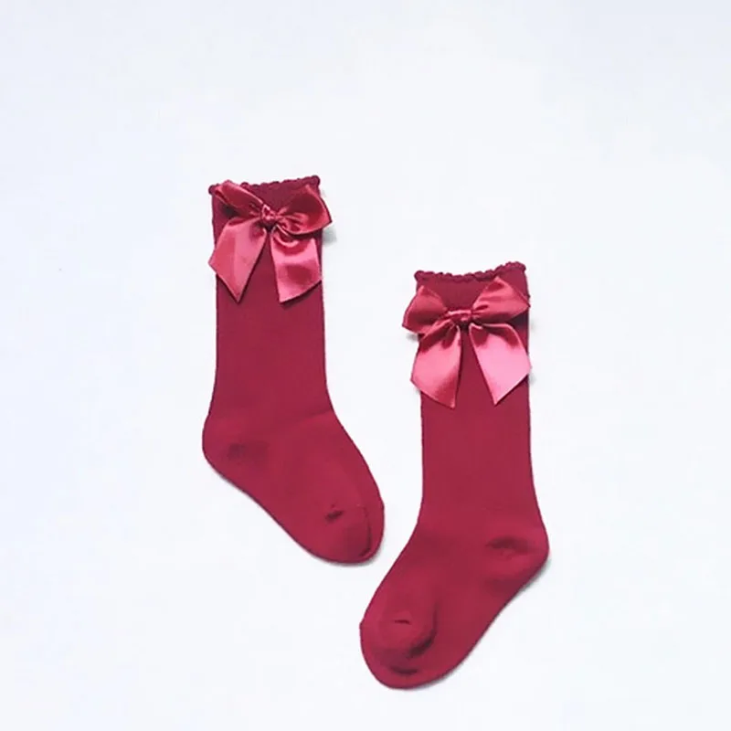 Helen115/милые носки для маленьких девочек, 1 пара Гольфы с бантиками, носки принцессы гетры для детей от 0 до 4 лет - Цвет: 4years
