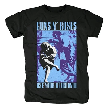 

Bloodhoof Guns N' Roses Hard Rock men's black T-Shirt in summer Asian Size