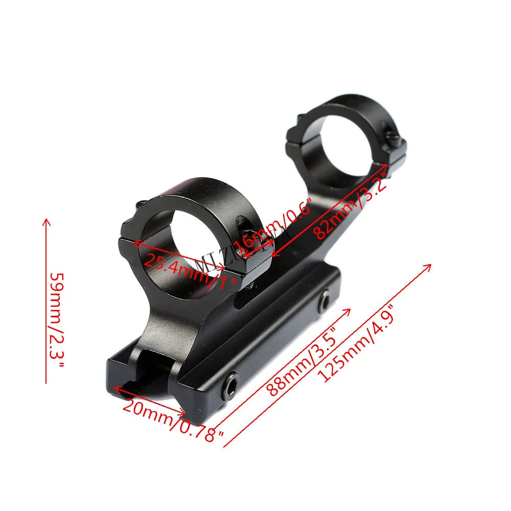 MIZUGIWA Tactical Heavy Duty Cantilever Scope Mount 25.4mm Dual Rings 20mm Picatinny Rail Weaver