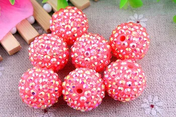 

Kwoi vita Neon Watermelon Ab Wholesales 20mm Chunky 100pcs/lot Resin Rhinestone Ball beads for Kids Girl Jewelry