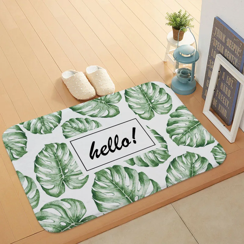

Green Plant Style Door Mat Letter Decoration Kitchen Bedroom Floor Mat Green Leaf Cactus Bathroom Simple Anti-Slip Mat 40 * 60