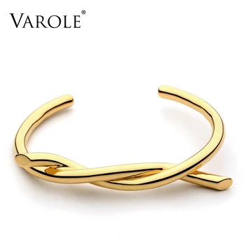 

VAROLE Line Twist Bracelet Cuff Bracelets Bangles for Women Noeud Armband Gold Color Bracelet Manchette Bangles Pulseiras