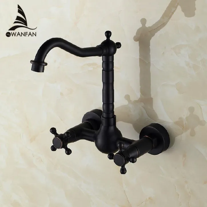 Kitchen Faucets Black Classic Taps Wall Mount Oil Rubbed Bronze Crane
