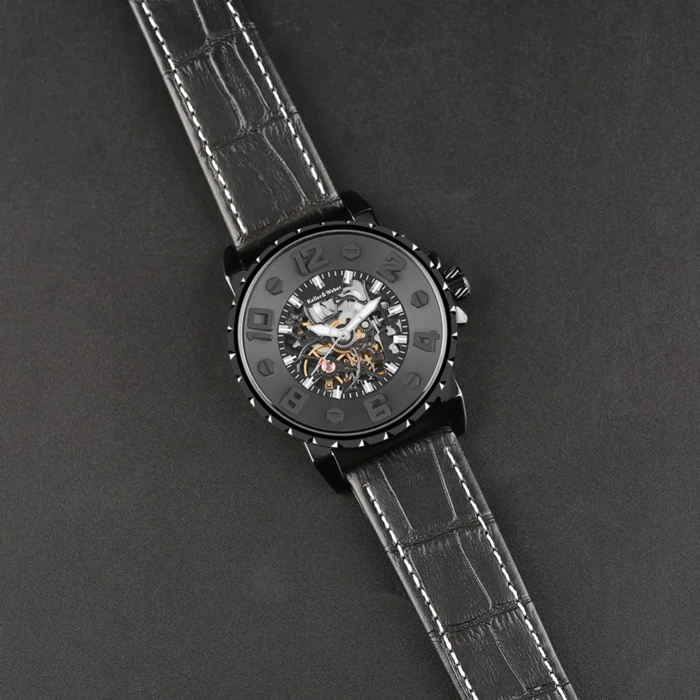 Keller & Weber Pilot Military Automatic Machanical Wrist Watch Men's Water Resistant Business Creative Watches Cool Male Clock (11)