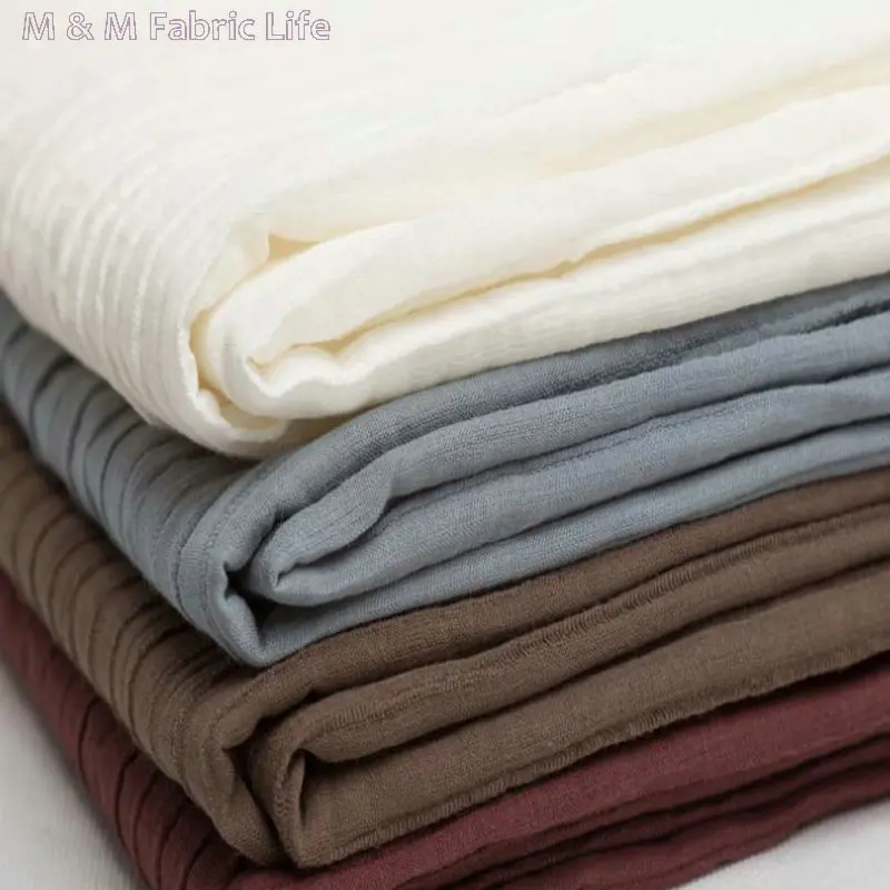 Wrinkle jacquard ramie cotton texture linen woven fabric shrinkproof