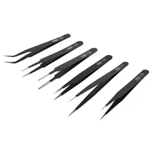 6 шт./компл. электроники Точность Пинцет Набор для часов ювелирные изделия мобильного телефона Промышленный Ремонт антистатические пинцеты