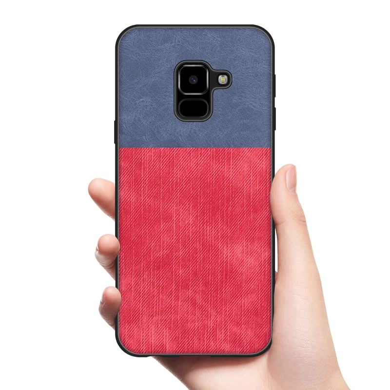 for Samsung Galaxy A8 2018 Case Plus Soft TPU edge shockproof jeans fabric back cover |