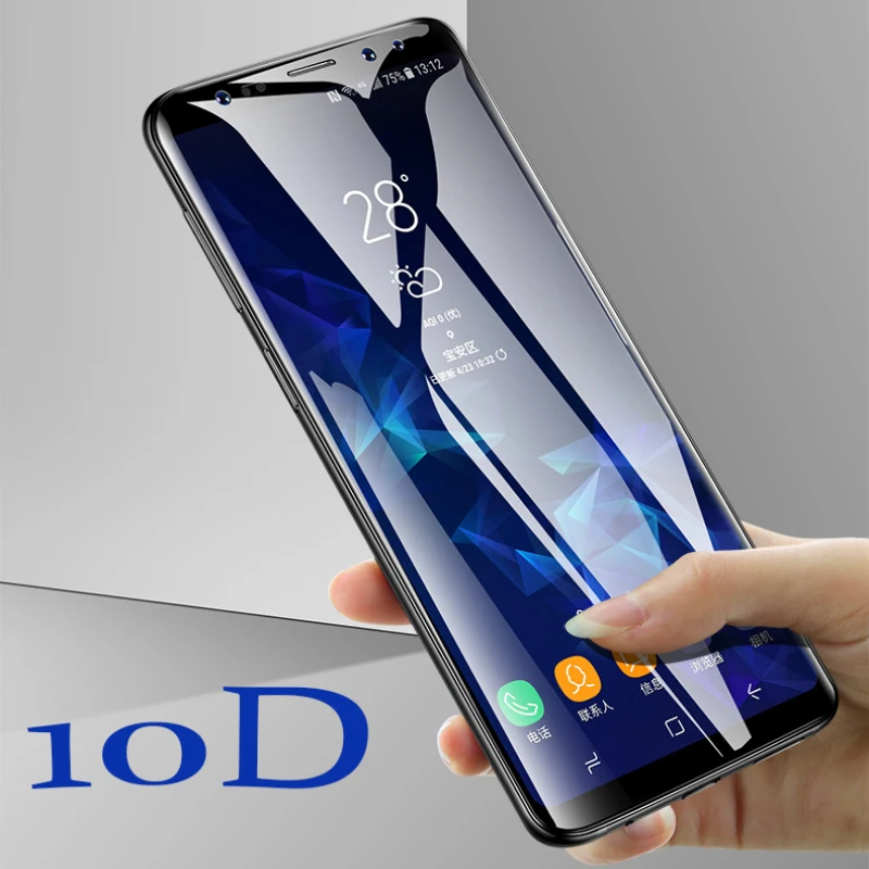 10D полностью изогнутое закаленное стекло для samsung Galaxy S7 S8 S9 S10 plus note 9 8 Защитная пленка для экрана для samsung A7 A6 A8Plus