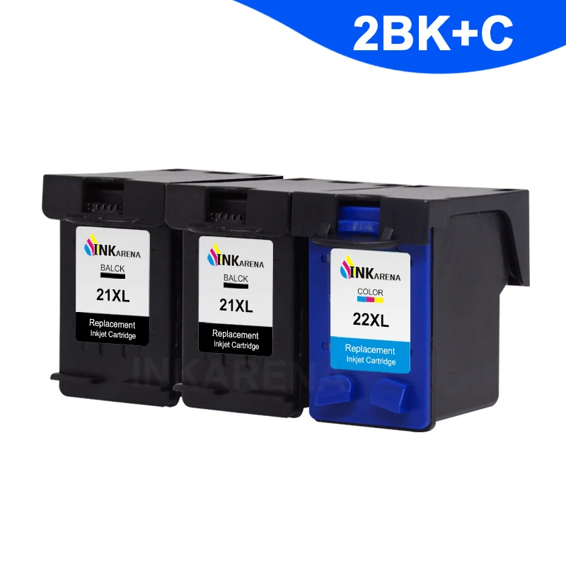 INKARENA 21 22 Remanufactured Ink Cartridge Replacement For HP21 22 Deskjet 3915 1530 1320 1455 F2100 F2180 F4100 F4180 Printer - Цвет: 2122XL 2 x BK 1 x C