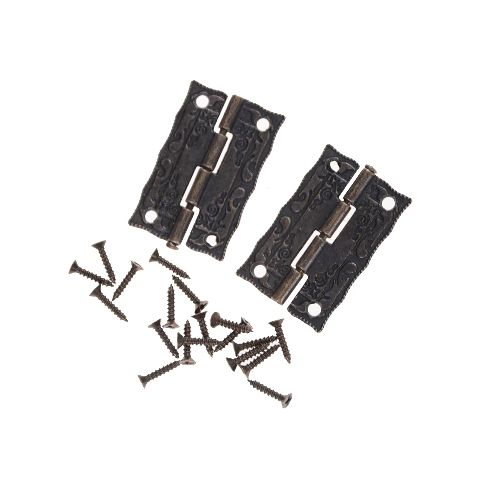 

2Pcs 37x23mm Antique Bronze Cabinet Hinges Furniture Accessories Door Hinges Drawer Jewellery Box Hinges For Furniture Hardware