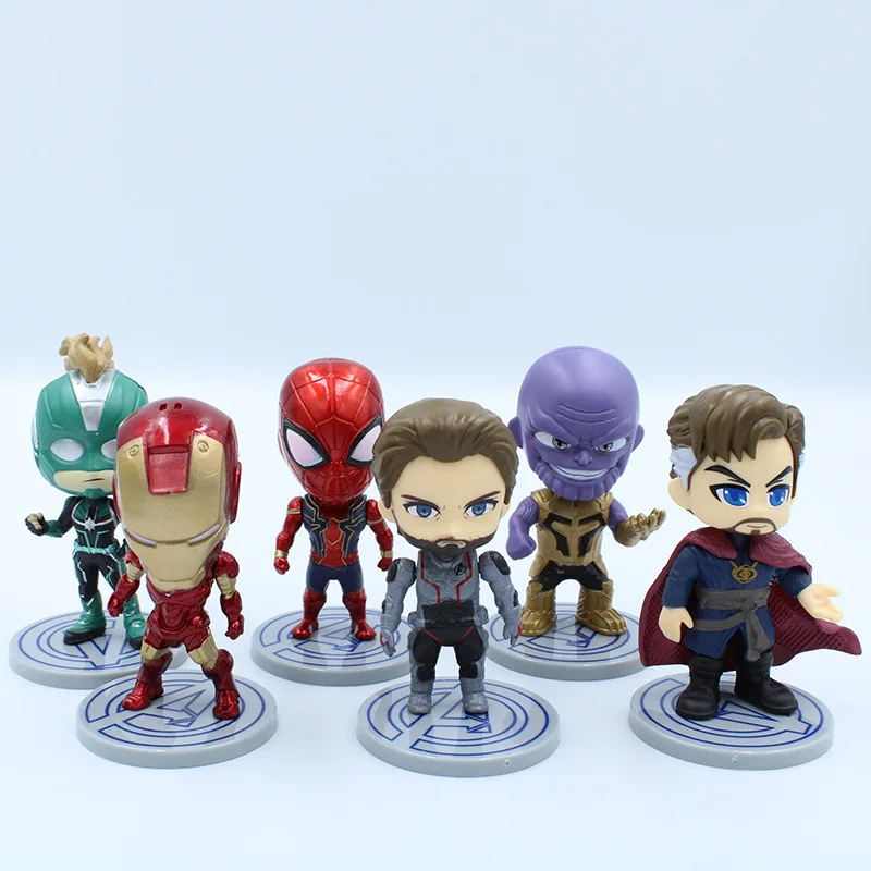 

6pcs Pack New Iron Man Ironman Thanos Spiderman Action Figure the Avengers 4 Doctor Strange Super Hero Gift Kids Birthday Party