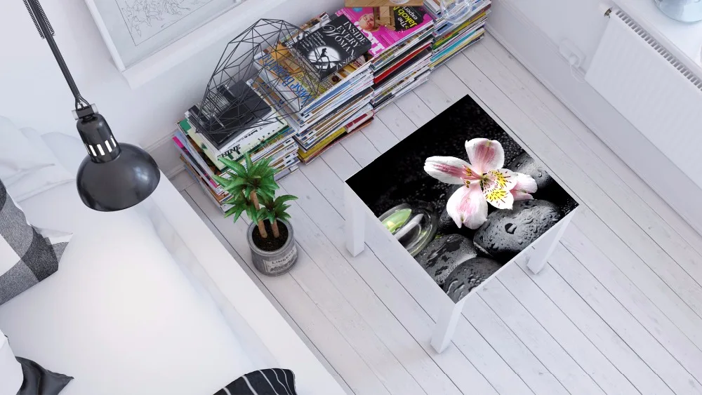 

3D Zen Flower On Stone Art Table Mural Table Cover Wallpaper mural Wall Print Decal Wall Deco Wall Mural Photo self adhesive