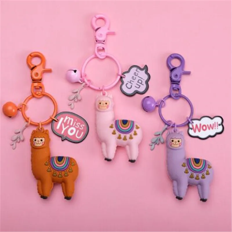 

WKOUD Cute Cartoon Acrylic Dog Alpaca Pendant Keychain DIY Fun Couple Keyring Keychain Bag Pendant for Women Men Valentine's Day