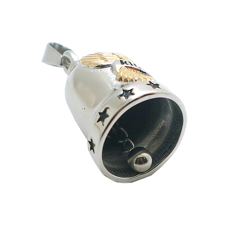 Restock Unisex 316L Stainless Steel Ride To Live, Live To Ride Cool Eagle Stars Biker Have Sound Ring Bell Pendant Newest Gift 6