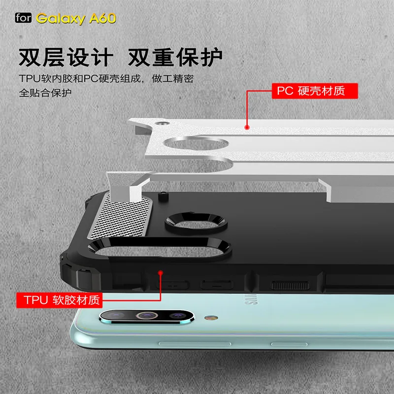 Case For Samsung Galaxy A60 Case Shockproof Hard PC Silicone Anti-knock Soft TPU Shell For Samsung A60 Phone Cover on A60 Case For Samsung Galaxy A60 Case Shockproof Hard PC Silicone Anti-knock Soft TPU Shell For Samsung A60 Phone Cover on A60