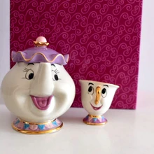 Мультфильм красота и чудовище чай горшок кружка Mrs Potts Чип чай горшок чашка 2 шт. один набор для друга подарок
