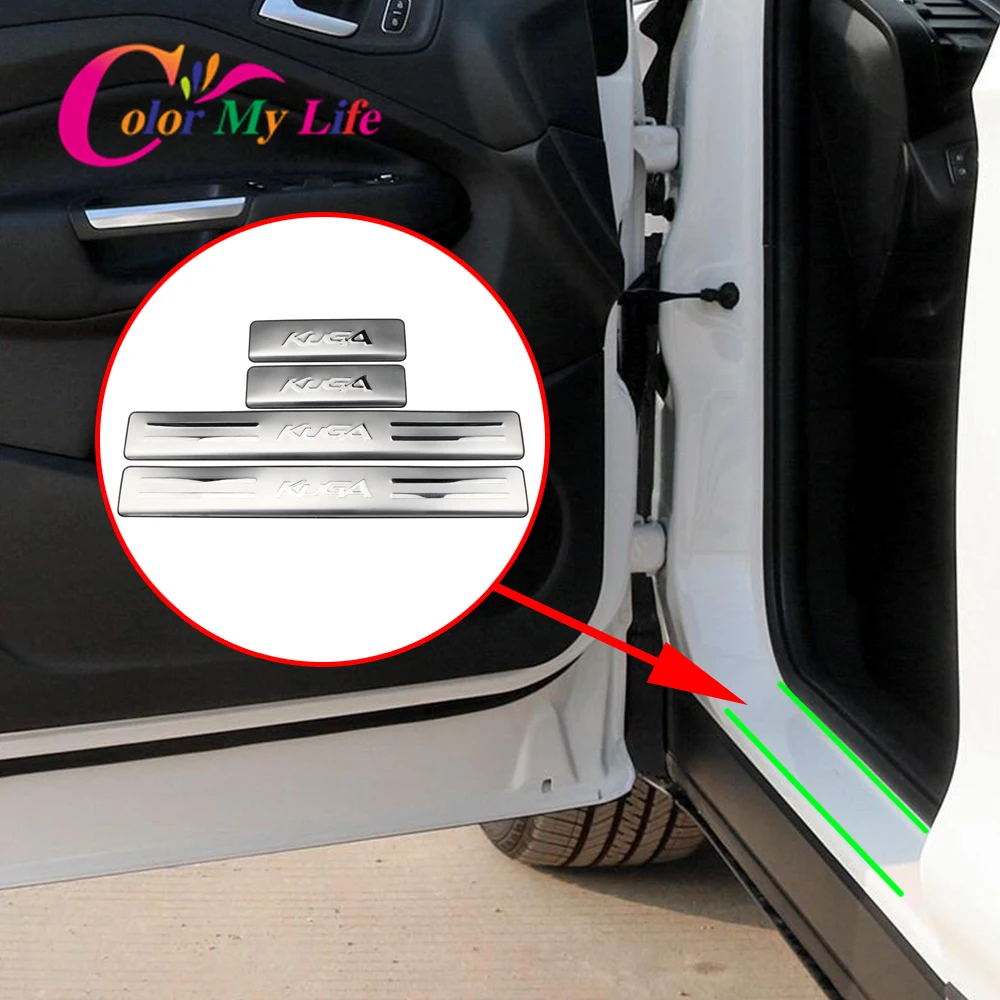 Stainless Steel Door Sill Side Scuff Plate Trim covre For Ford Escape Kuga 2012-2017 2GEN Car accessories
