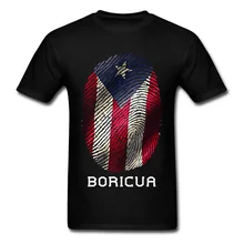 Camiseta con bandera de Puerto Rico para hombre, Tops con huella digital, camisetas Vintage a rayas, ropa de algodón 100%, negro y rojo