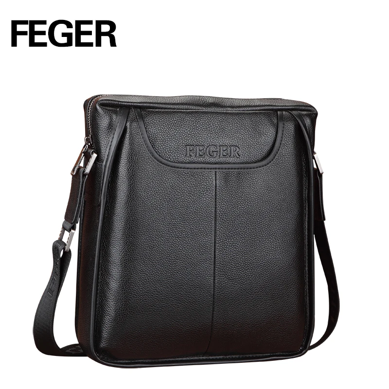 

FEGER New Arrival Men Business Shoulder Bag Genuine Leather Office Commuter Cross Body Bag for Men
