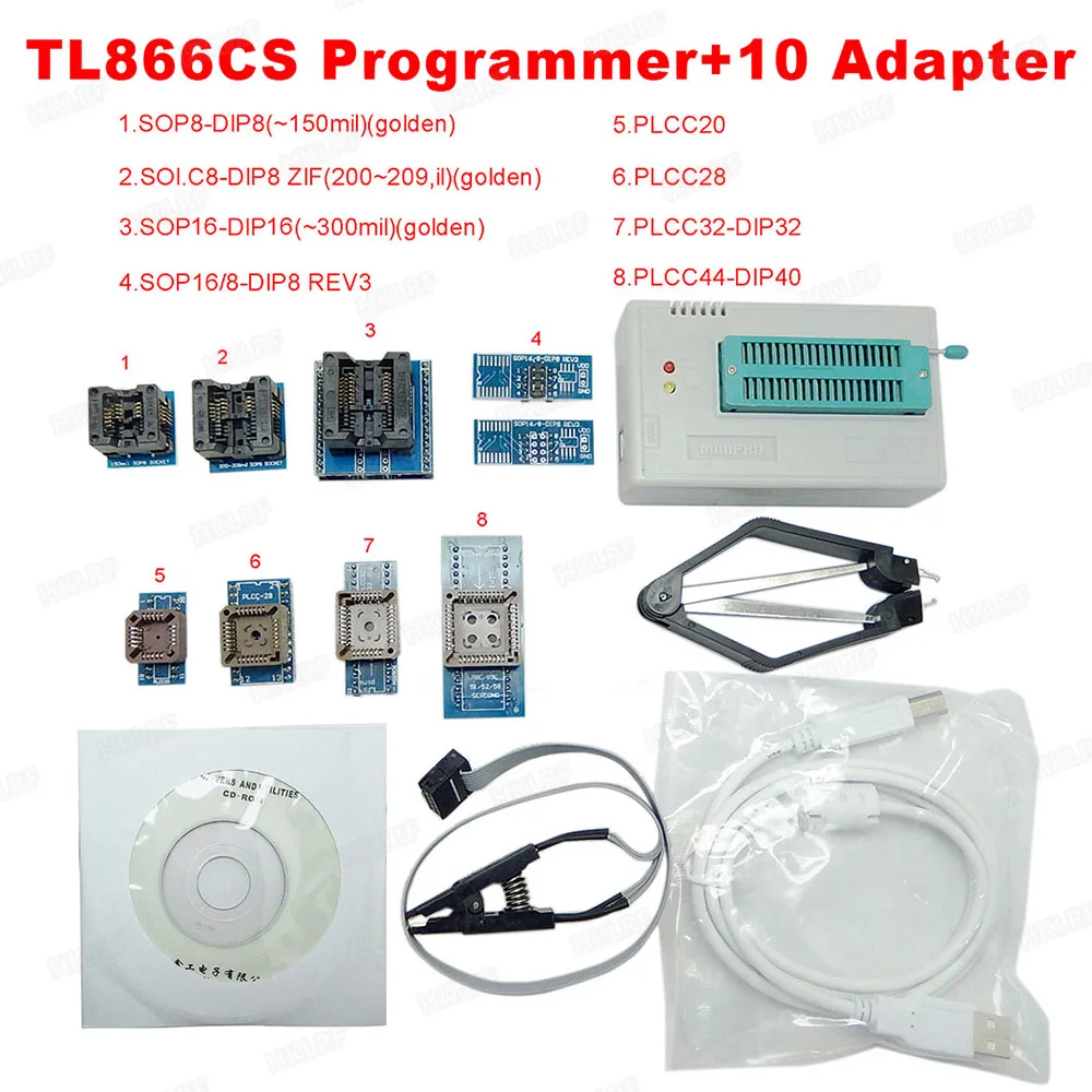 LRF 100% TL866CS USB Универсальный программатор EEPROM FLASH 10 адаптеров для 13000 ICs Горячее