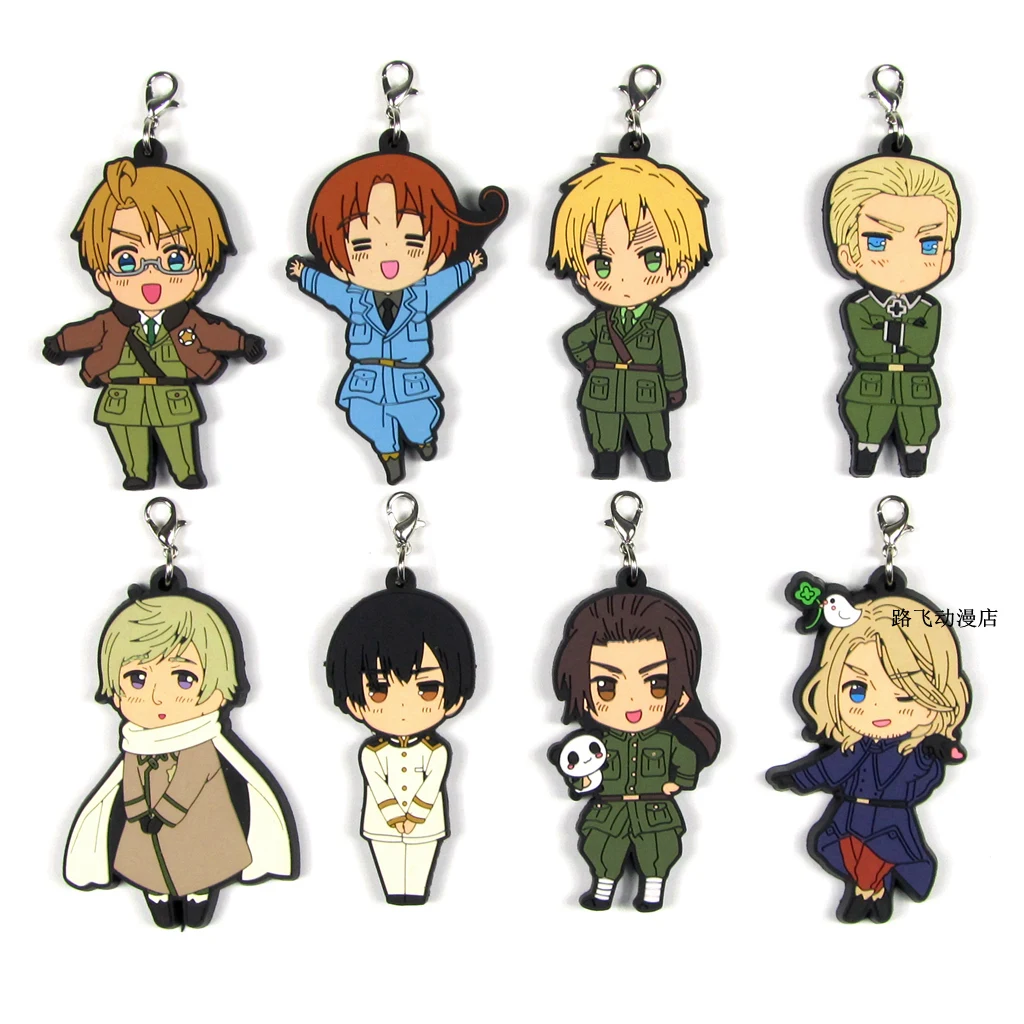 Axis Powers Feliciano Vargas Ludwig Kiku Honda Alfred F. Jones Arthur Kirkland Action Figure Anime Model Rubber Keychain Pendant | Игрушки и