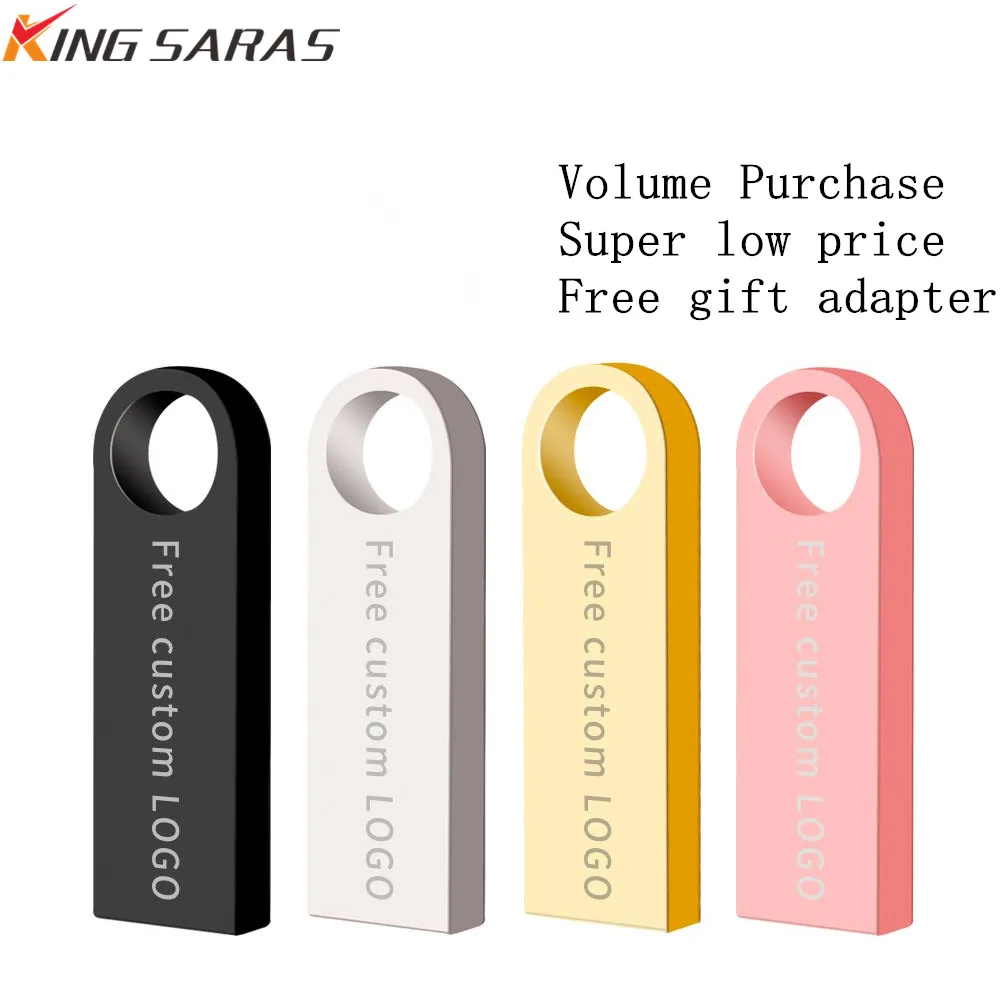 

New USB Flash Drive 32GB Silver Metal USB 2.0 Pendrive 4GB 8GB 16GB 64GB 128GB U Disk Pen Drive 128GB Flash Memory Stick wholesa