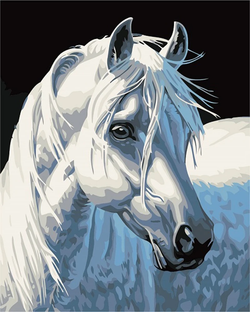 Cavallo bianco fai da te digitale pittura ad olio by numbers pittura disegno da colorare by numero tela dipinto a mano picture wall decor craft in Cavallo