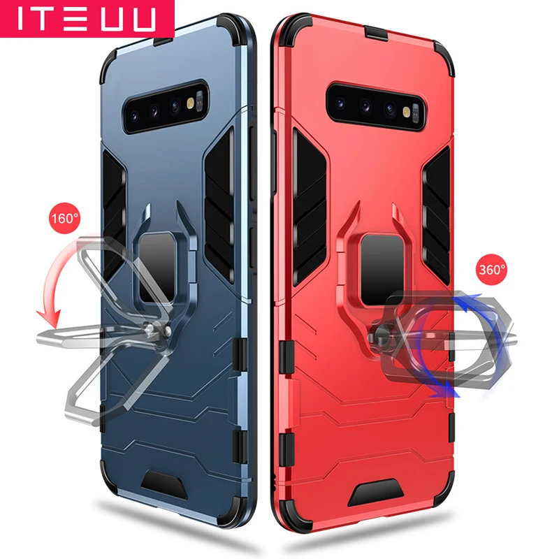 ITEUU Антидетонационная подставка держатель Броня чехол для samsung S10 Plus S10E Чехлы