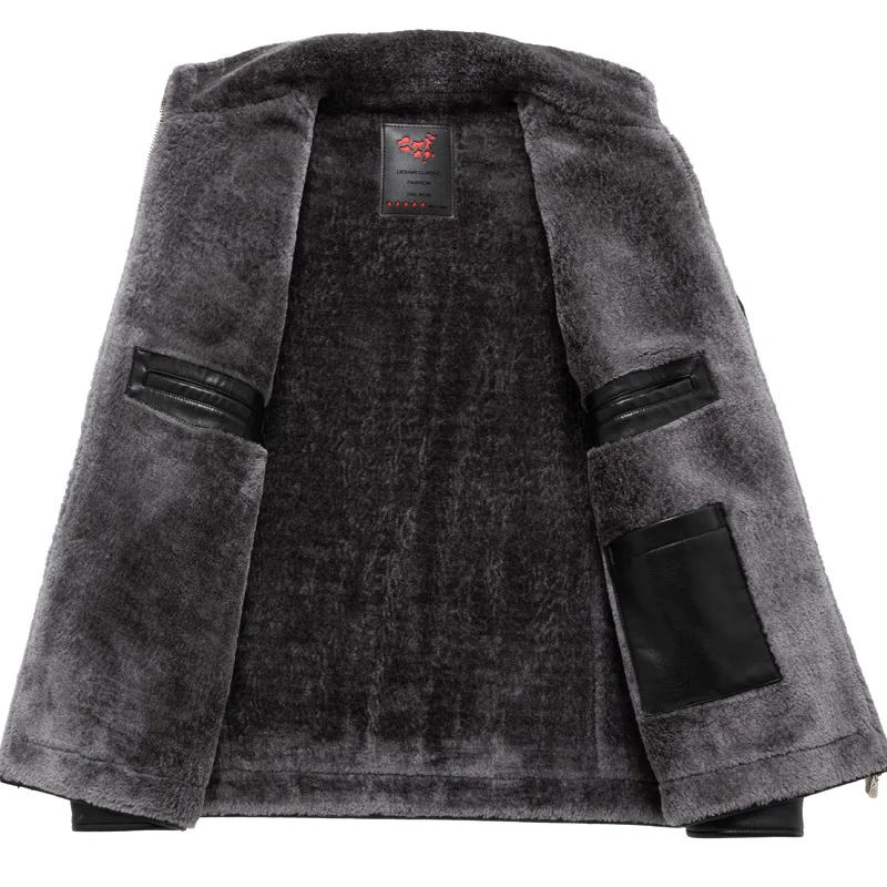 LONMMY 4XL 5XL Мех животных пальто для мужчин мужская кожаная куртка из искусственной