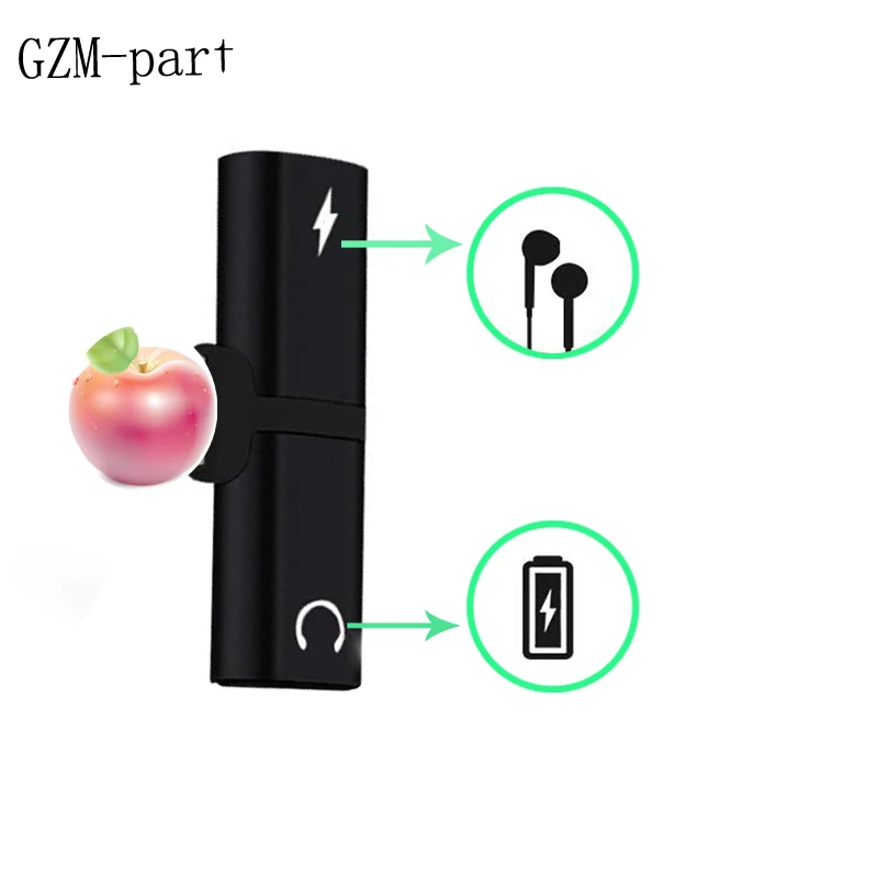

GZM-part For iPhone 7 8 X Connector Splitter Charger Audio Headphone Jack to Earphone AUX Cable 2 in 1 Audio Adapter