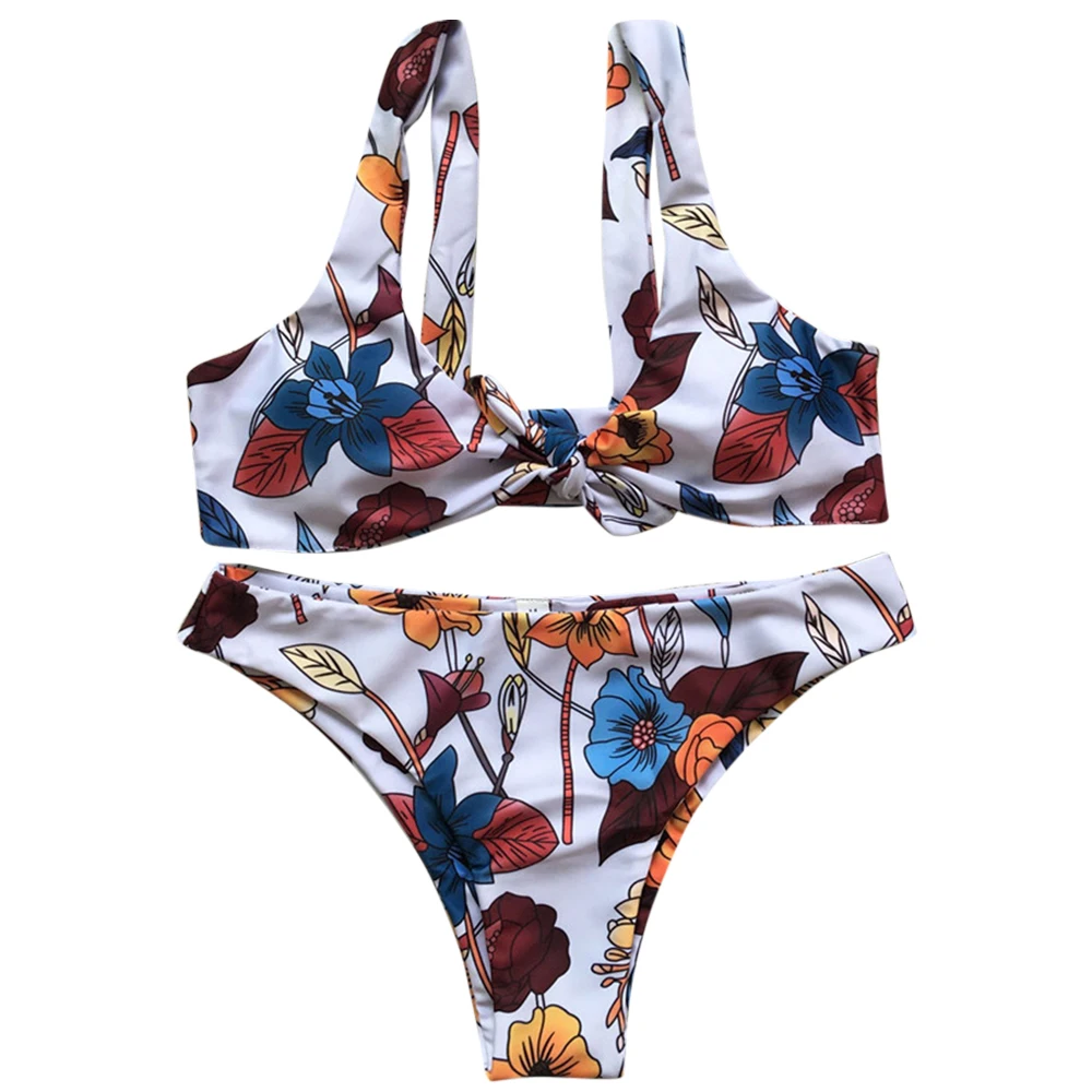 Trendy Shoulder Strap Floral Print Padded Tied Bikini Set Women Hot Sex Picture