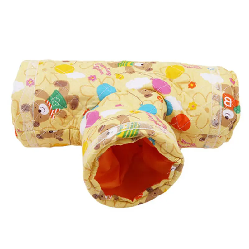 Useful New Printed Pet Supplies Hamster Toy Tunnel Small Pet Cartoon 3 Way Pet Tubes Bed Nest For Rabbits Ferrets Guinea Pigs