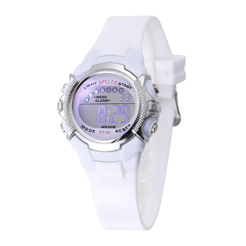 Новые стильные спортивные электронные часы светодиодный цифровые розовые светящиеся наручные часы для детей шорты для маленьких мальчиков и девочек детские часы Relogio Infantil - Цвет: Белый