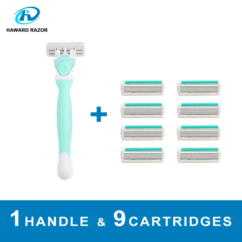 HAWARD Razor 9 картриджей + 1 бритвенная ручка Женская бритва для удаления волос белая и