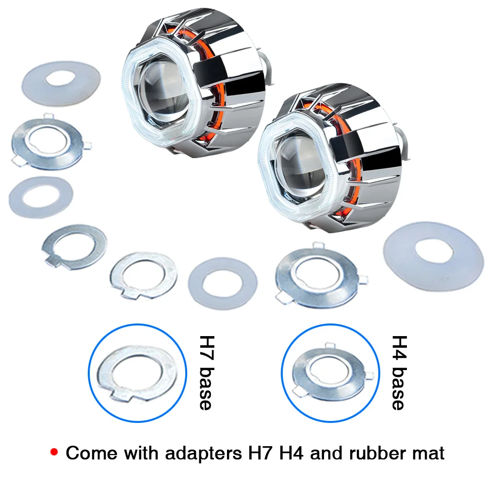 LHD 3 дюйма HID 3HQG HQF Биксеноновые линзы проектора bi xenon светильник с CCFL Двойной Ангел глаз H1 H7 H4 Белый Синий Красный 6000 К 35 Вт 55 Вт