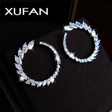 Модные женские сережки-гвоздики из золотого и серебряного цвета с оливковым фианитом, высокое качество AAA, прозрачные серьги с кубическим цирконием, Прямая поставка XUF112