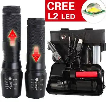 

L2 LED Military Torch X800 Flashlight L2 LED Military Tactical Torch led flashlight rechargeable use 18650/AAA battery #3S20
