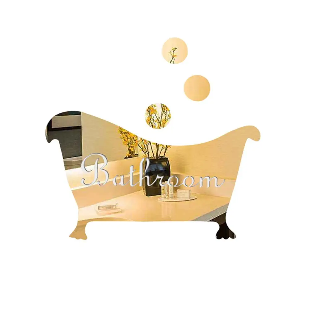 

New Acrylic Mirror Wall Sticker Diy Bathroom Doorplate Decal For Home Bathroom Restroom