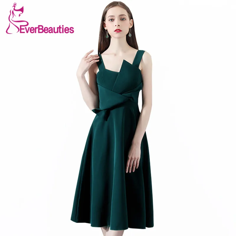 Green Evening Gowns 2019 Tea length Robe De Soiree Formal ...