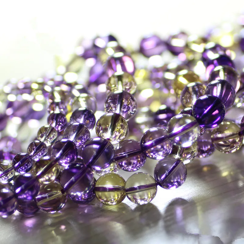 Kaufen Natursteine Ametrine Armband Citrin Amethyst Kristall Quarz Runde Wulst Männer Frauen Armband Healing Energie Geschenk Glück Schmuck