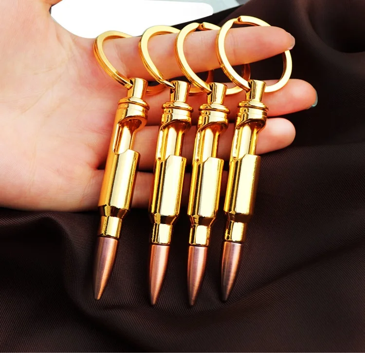 

100pcs Portable Metal Bullet Shape Bottle Opener with Key Chain Kitchen Accessories Openers for Birthday Gift WB185