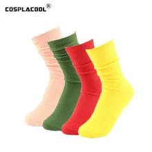 [COSPLACOOL] женские милые разноцветные носки в стиле Харадзюку, корейские длинные носки, теплые художественные носки красного, зеленого, желтого цвета, Calcetines Mujer Sox