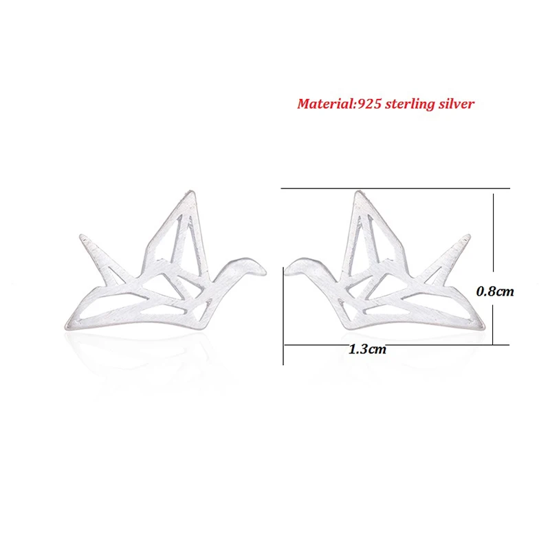 Jisensp 925 пробы серебряные модные милые оригами журавль серьги гвоздики для женщин милые Pendientes серьги с птицами вечерние подарок