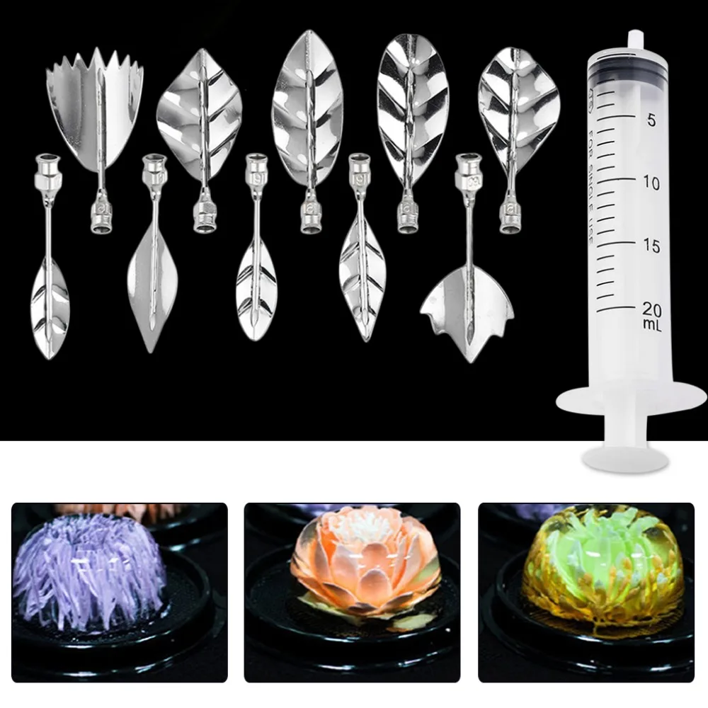 

11pcs/set Creative Stainless Steel 3D Jelly Flower Art Tools Syringe 3D Gelatin Art Tools Jello Gubbins Set with Different Style