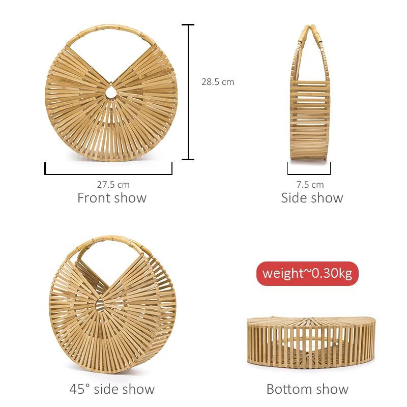 Женская круглая сумка в руках из бамбука LOVEVOOK, деревянная сумка ручной работы для путешествия, летная пляжная сумка большой емкости