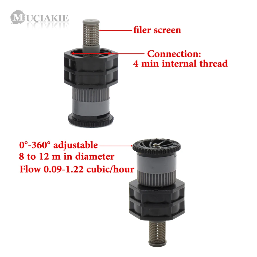 20 шт. Регулируемый 0-360 градусов 1/2 ''Женская резьба рассеивания распылитель с фильтром экран садовый орошение распылитель для газонов