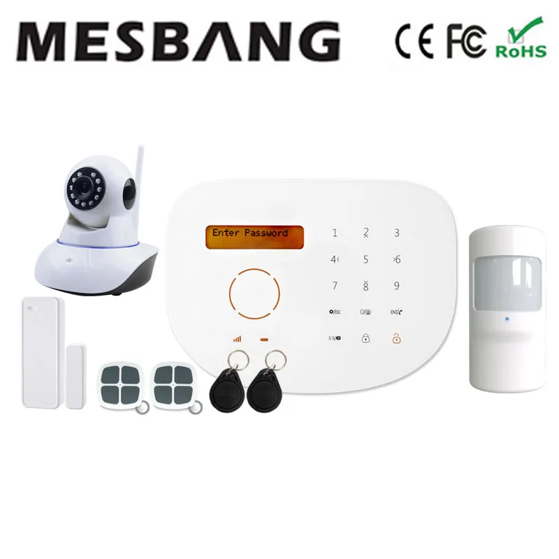 

2017 Smart home wireless GSM alarm system with IP camera with Spanish Italian English language and APP RFID free shipping