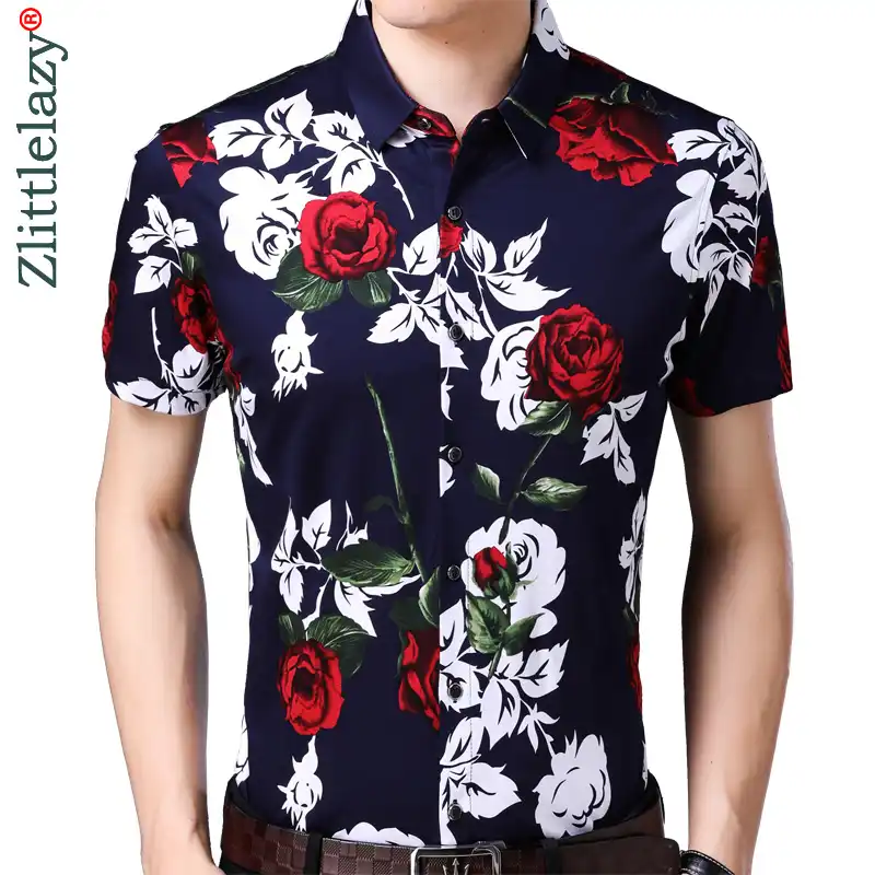 camisa flores hombre